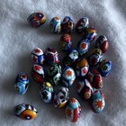 25 Vintage Italian Millefiore Lampwork Glass Oval Beads 12 8mm Glossy Finish  e 