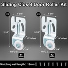 Blulu 4 Pcs Sliding Closet Door Roller Kit Silver