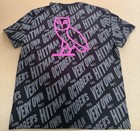 New Men   s Wwe Ovo Bret The Hitman Hart T-shirt Black Pink Size Large