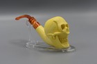 Skull  Figure Pipe By Erdogan Ege Block Meerschaum New W Case 655