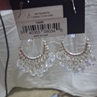 Cross Jewelry Set Clear Teardrop Crystal Silver Tone Necklace   Earrings