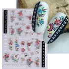 1pcs Embossed Nail Stickers Summer Colorful Flower Design Nail Art Decals