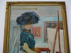 Mid Century Modern Painting Impressionism Woman Artist Model Art Studio 1950   s