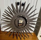 Vintage 1960 Syroco Starburst Atomic Wall Clock Mid Century Modern  22 5 In