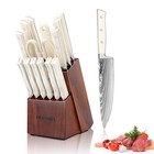 15 Pcs Japan Kitchen Knife Set With Wooden Block Carbon Stainless Steel Knives