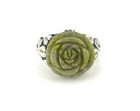 Vintage Sw Sterling Silver Connemara Marble Green Rose Irish Stone Shamrock Ring