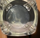 Vtg Clear Glass Ashtray Art Deco Style Heavy Cigarette Square Clawfoot Mcm Mint