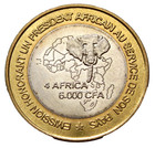 Guinea 2003 6000 Francs Cfa - 4 Africa  President Lansana Conte Bi-met Unc Token