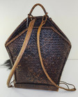 Vintage Antique South East Asia Weave Woven Bamboo Bag Basket Backpack