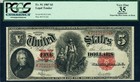 Fr  91  5 1907 Legal Tender Vf35 Apparent - Rust Stains