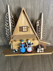 Vintage 1979 Erzgebirge East German Bavarian Folk Art Wooded Scene House Couple