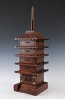Japanese Nice Vintage Wooden Five Storied Pagoda -accessory Case-          