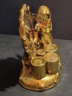 Vintage Inarco Gold Painted Ceramic Cherub Mirrored Lipstick Holder Vanity- read