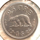 1926 Greenland 25 Ore Copper-nickel Coin Km 5