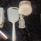 Antique Sterling Silver Vanity Dresser 8 Pcs Set Brushes Bottles Box Mirror Comb