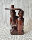 Vintage Carved Wood Asian Oriental Chinese 10    Tall Couple Figurine Man Woman