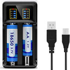 Universal Dual Battery Charger For 14500 18500 16340 Rechargeable Li-ion 3 7v Us