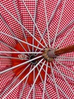 Vintage Pagoda Parasol Umbrella Red And White Checkered Gingham Long-handle With
