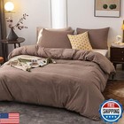 Janlive Washed Cotton Duvet Cover Full Ultra Soft 100  Cotton Solid Color Cof