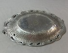 Arthur Court Designs Aluminum Grape Clusters Oval Fretwork Serving Tray