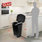 Glad Kitchen Trash Can With Lid  Foot Pedal And Garbage Bag Rings  13 Gal  Black