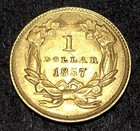 1857 One Dollar Gold Piece   1 Gold Indian Princess  Type 3