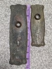 Two Antique Brass Door Skeleton Key Back Plates 1 Large 1 Medium