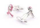 Pair Of Pink Ribbon Cancer Awareness Cuff Links In Gift Box   Brass Metal