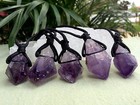 Amethyst Necklace Amethyst Point Necklace Cord Gemstone Specimen Reiki Crystal 