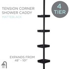 4 Tier Tension Corner Shower Organizer Caddy In Matte Black