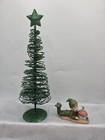 Lefton Pixie elf Japan Christmas Green Friendly Frog On Mushroom 2 75 l Vtg Mcm