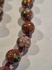Vintage antique Cloisonne Bead Necklace Hand Knotted Asian Chinese Elegant 29 