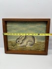 Signed Gloria C Hautanen Hand Hooked Wool Rabbit Framed Folk Art 15x11