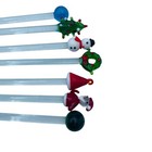 Lot Of 7 Santa Clause Christmas Glass Swizzle  sticks Tree Snowman 8 