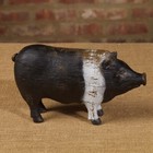 New Primitive Pig Farmhouse Aged Figurine Black White Resin Carved 4 5 hx7 5 l