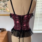 Sophie B Floral Lace Corset Top Women Pink Black Excellent
