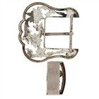 Western Silver P Ranger Set Keeper Vintage Belt Buckle Floral Cowboy Cowgirl