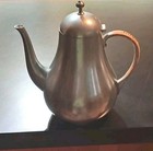 Vintage Kmd Royal Holland Pewter Coffee Tea Set 4pc  Woven Rattan Handle 1960   s