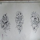 Spaulding   Rogers Tattoo Flash Sheet 820t Wizard gnome Black Ink Line Art