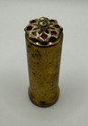 Vintage Brass W Red Rhinestones Lipstick Holder W Brushes