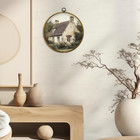 Vintage Rustic Countryside Round Wall Art  Retro Farmhouse Framed Hanging Wall D
