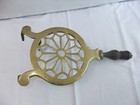 Antique Brass   Cast Iron Trivet With Turned Wood Handle Length 32 Cm