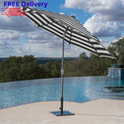 10  Outdoor Patio Market Umbrella Auto-tilt Sun Shade Aluminum Crank Lift New
