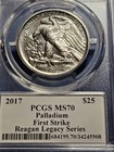2017  25 1 Oz Palladium Eagle Pcgs Ms70 --  Michael Reagan Signed
