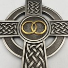Pewter Knotted Celtic Wedding Anniversary Cross W interlocking Rings 8    Gift