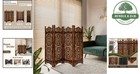 Wood Room Divider 4-panel Heart Design Privacy Screen 64x48 Rustic Decor