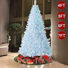 Artificial Christmas Tree Xmas Spruce 4 5 6 7ft With Blue Led Lights Metal Stand