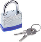 Laminated Steel Padlock With Key  Lock 1-1 4 In Wide Lock Body  Fence  Locker Us