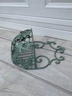 Vintage Green Wrought Iron Wall Basket Planter Hanging Garden Decor Shabby Chic 