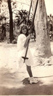Vintage Old Antique Outdoor Real Photo Picture Girl Dress Swing Tree Park